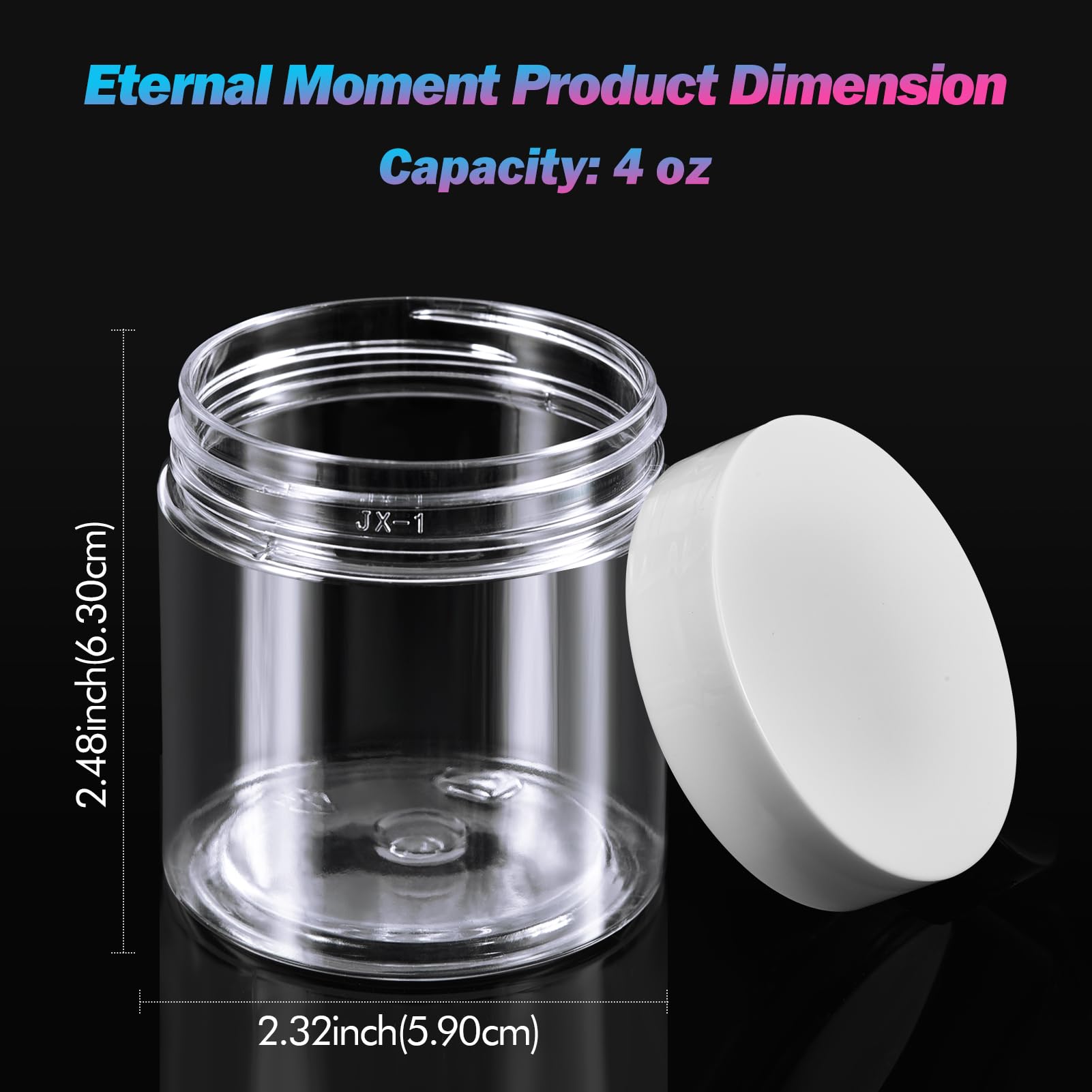 Eternal Moment 50-Pack 4oz Clear Plastic Jars with White Lids – Slime, Lotion, Cream & Makeup Containers