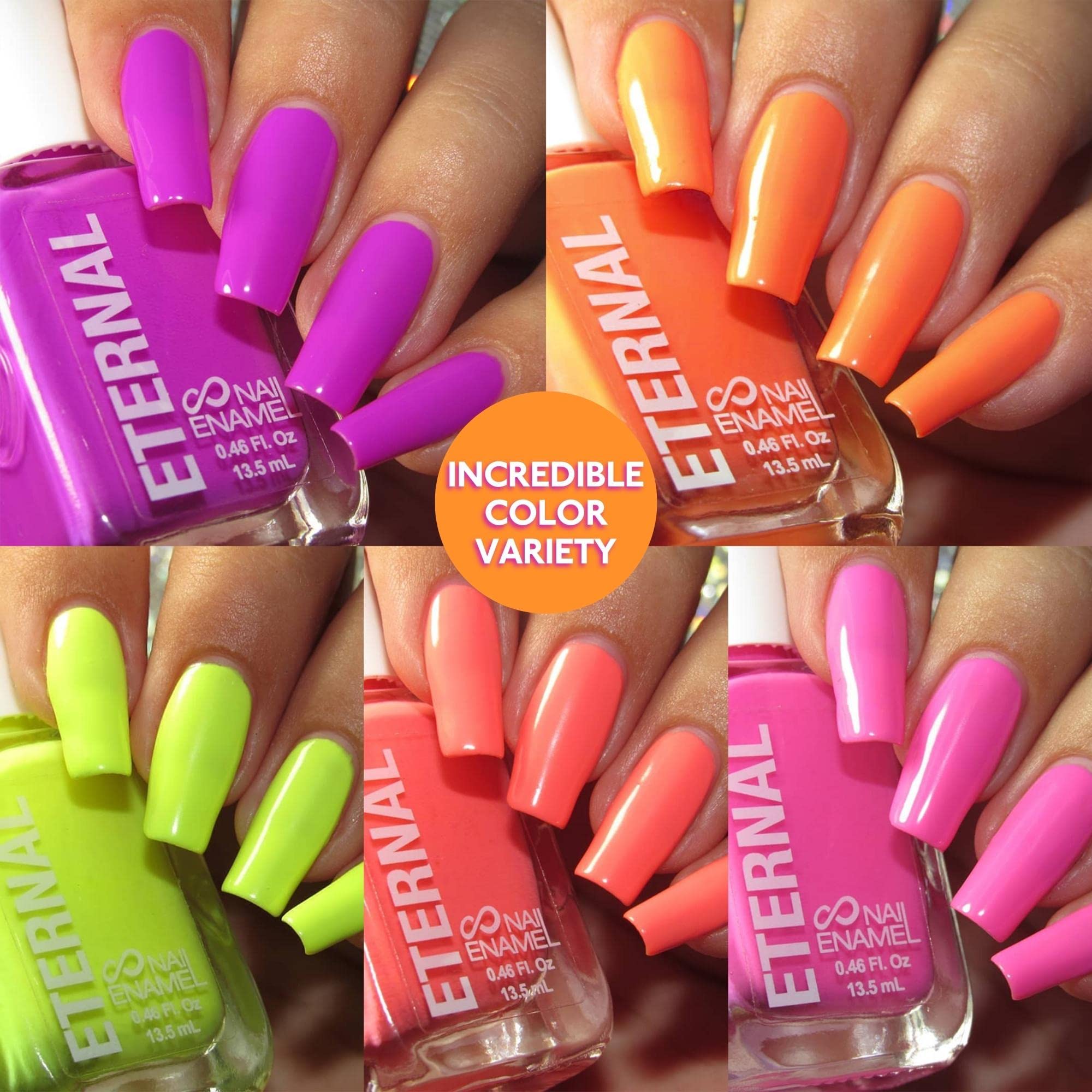 Eternal Neon Nail Polish Set for Women – 5 Bold Neons, Quick Dry, Made in USA