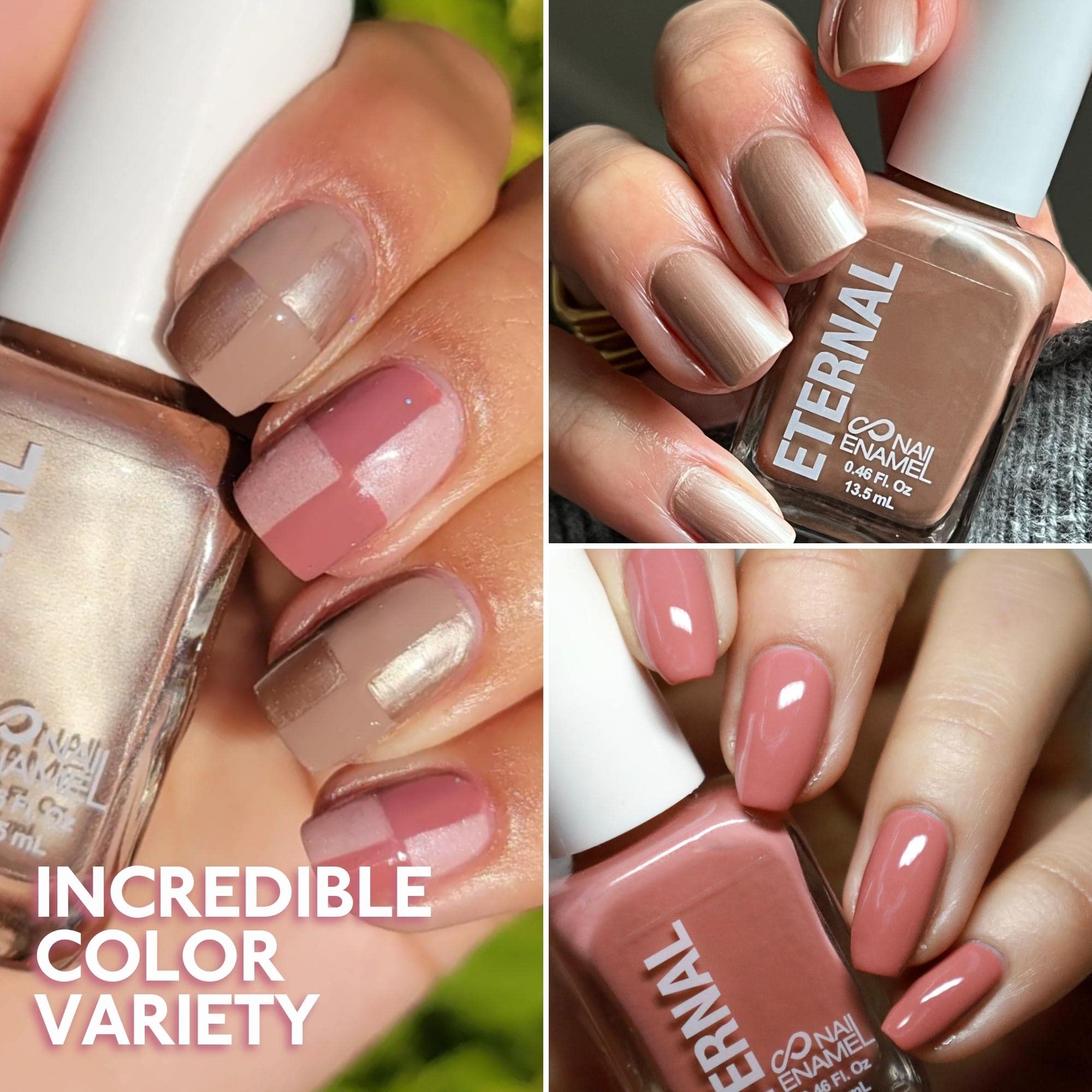 ETERNAL Nude Nail Polish Set for Women (NUDE ROSE GOLD) – 4-Piece Quick-Dry, Long-Lasting, Made in USA