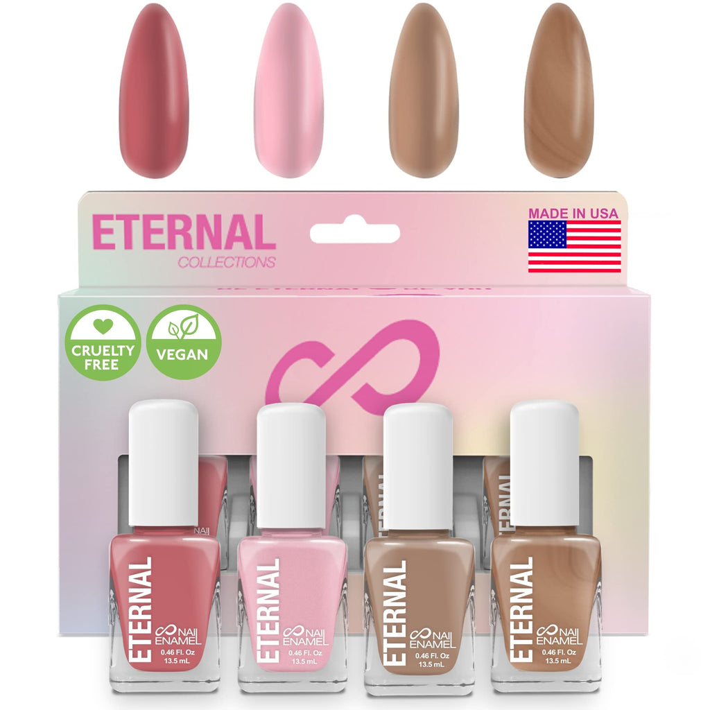 ETERNAL Nude Nail Polish Set for Women (NUDE ROSE GOLD) – 4-Piece Quick-Dry, Long-Lasting, Made in USA