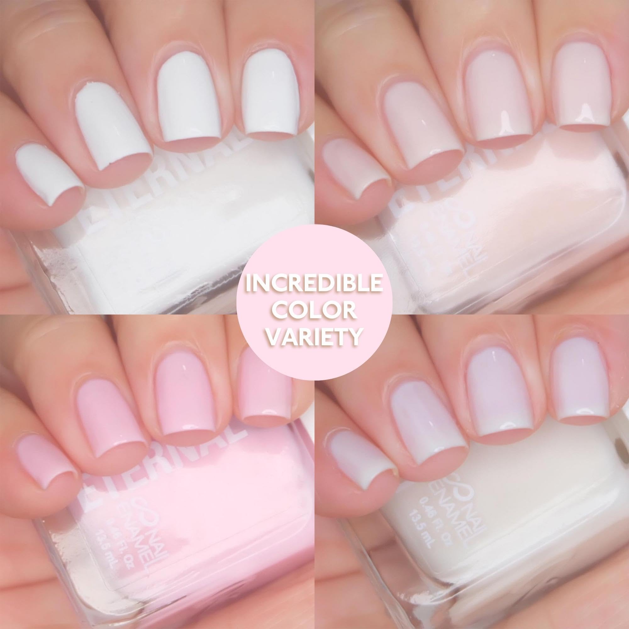 Eternal White Nail Polish Set – OH LA LA (5-Piece), Non-Toxic, Quick-Dry, Made in USA