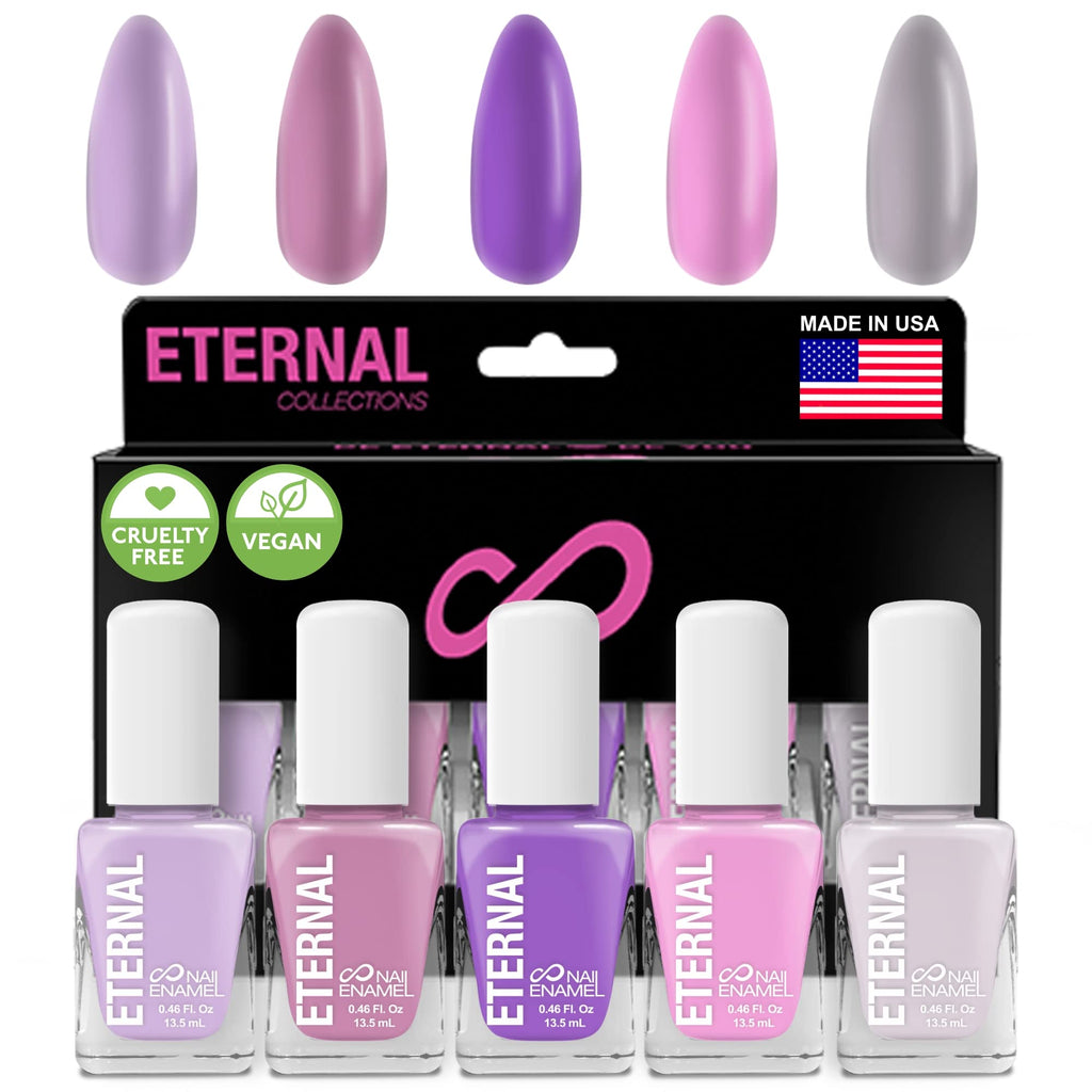 Eternal Pastel Nail Polish Set – Lilac Pink (5-Piece) | Quick-Dry, Long-Lasting, Made in USA