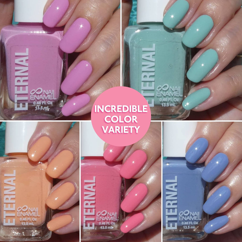 Eternal Pastel Nail Polish Set (Candy Pastels) – 5 Colors, Quick-Dry, Made in USA