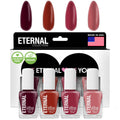 Eternal Rock & Rose Nail Polish Set - 4x13.5mL Pink, Red & Purple, Long-Lasting Quick-Dry, Made in USA