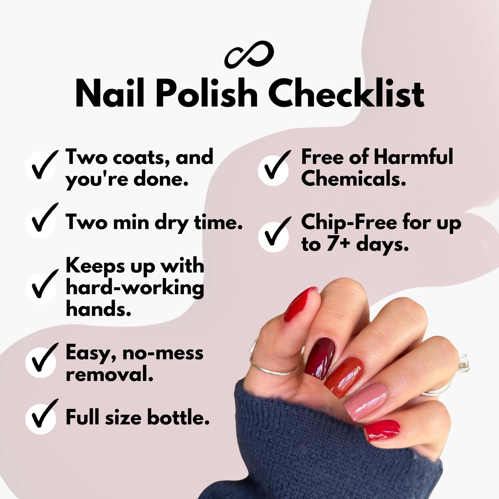 Eternal Rock & Rose Nail Polish Set - 4x13.5mL Pink, Red & Purple, Long-Lasting Quick-Dry, Made in USA