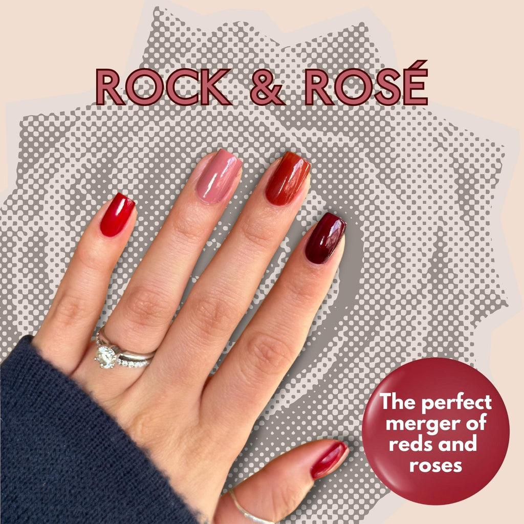 Eternal Rock & Rose Nail Polish Set - 4x13.5mL Pink, Red & Purple, Long-Lasting Quick-Dry, Made in USA