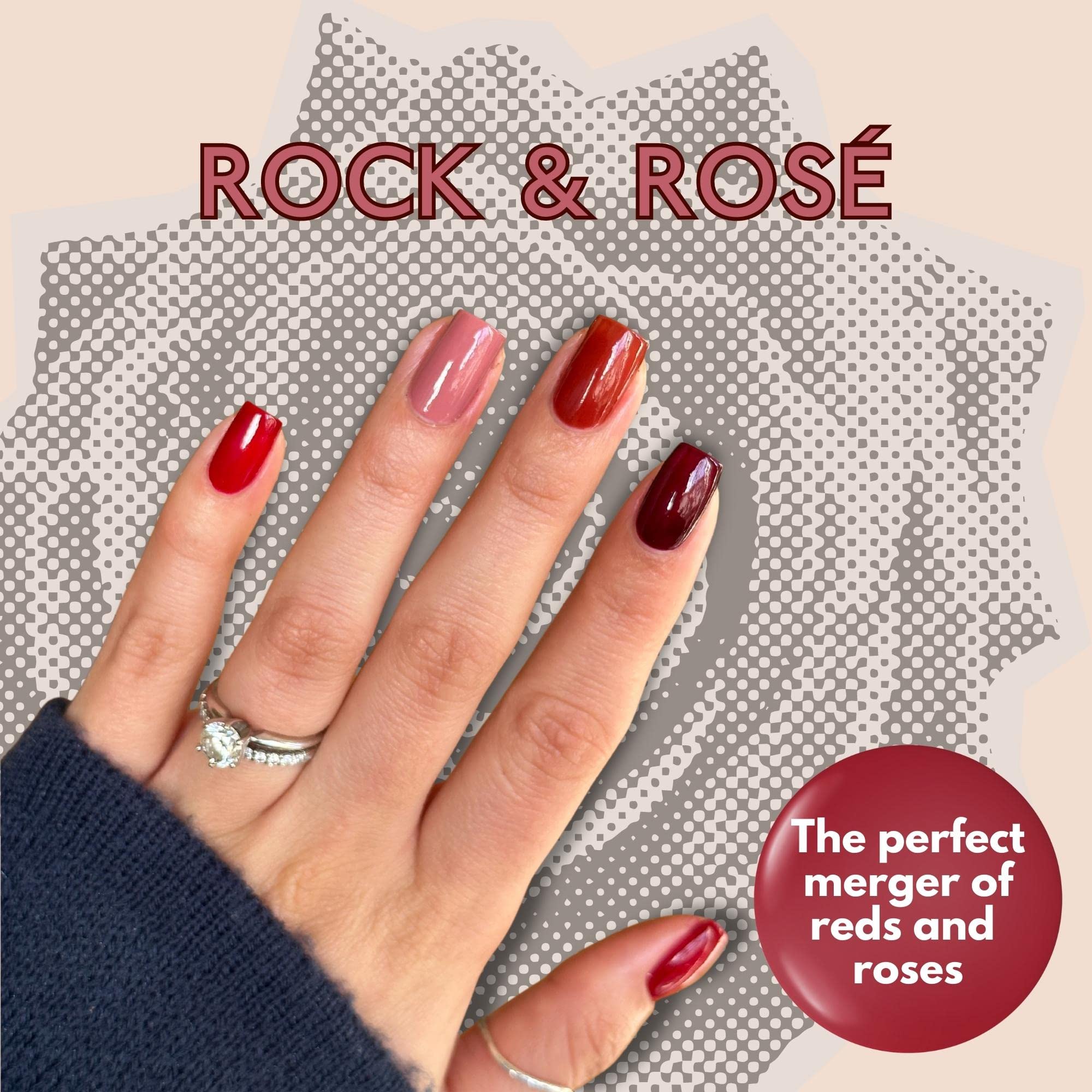 Eternal Rock & Rose Nail Polish Set - 4x13.5mL Pink, Red & Purple, Long-Lasting Quick-Dry, Made in USA