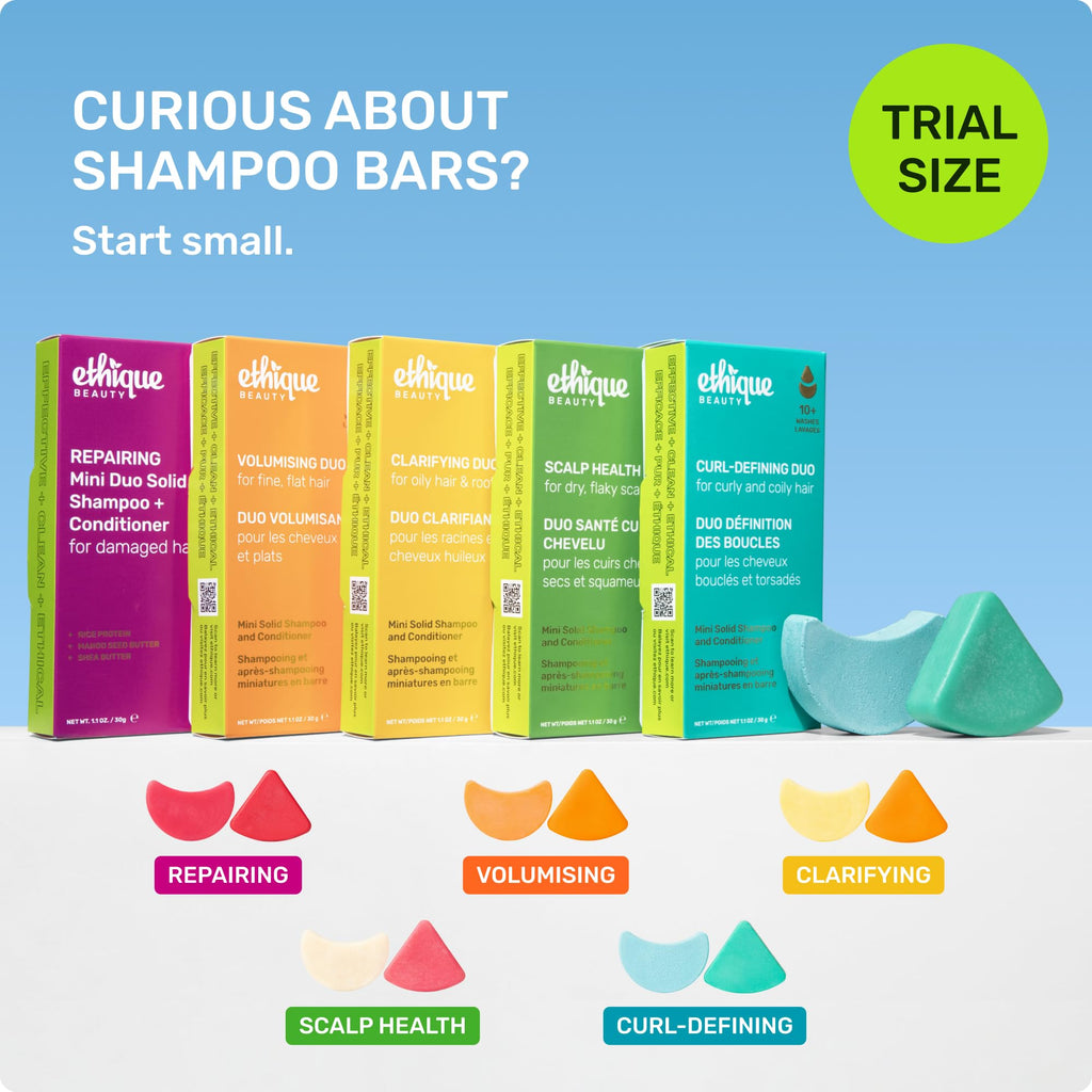 Ethique Beauty Mini Sampler: Scalp Health Shampoo & Everyday Shine Conditioner — Travel Size