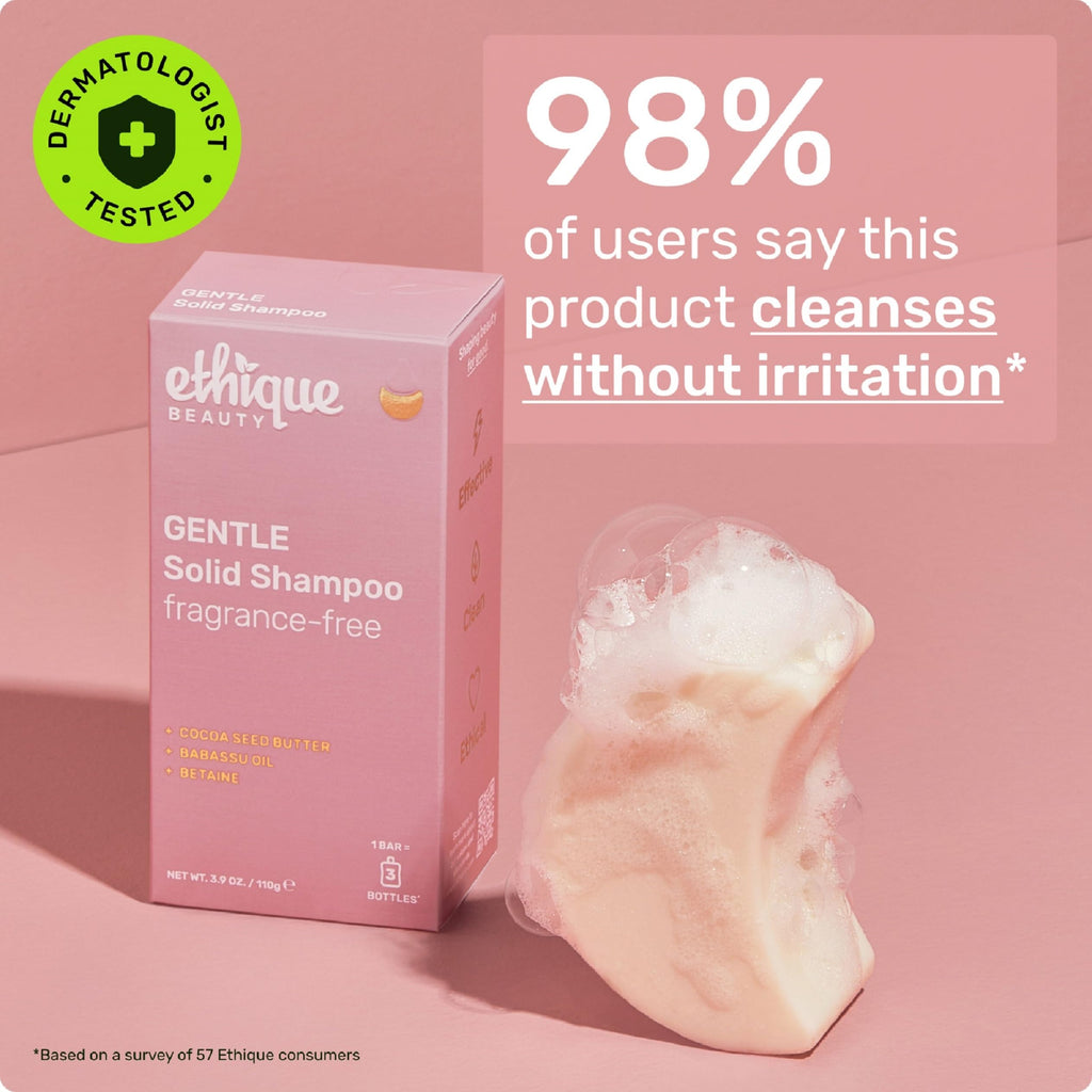 Ethique Gentle Unscented Shampoo Bar with Cocoa Butter | Plastic-Free, Vegan, Cruelty-Free, 3.88 oz