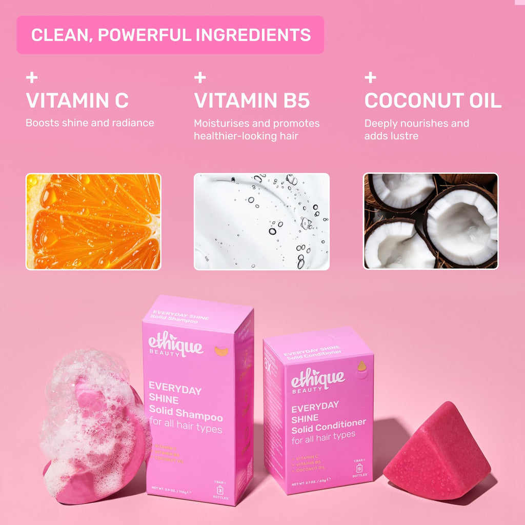 Ethique Beauty Mini Sampler: Scalp Health Shampoo & Everyday Shine Conditioner — Travel Size