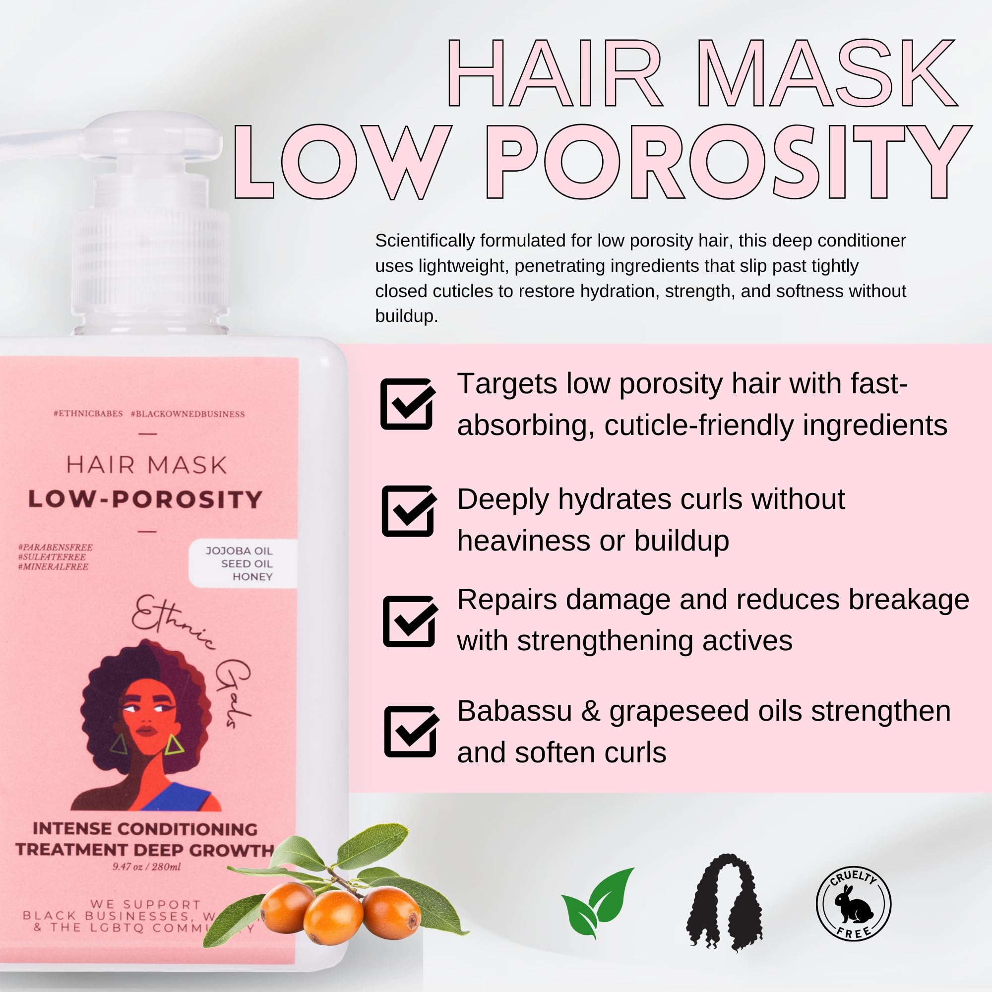 Ethnic Gals Low Porosity Hair Mask – Deep Moisture & Repair (9.5 oz)