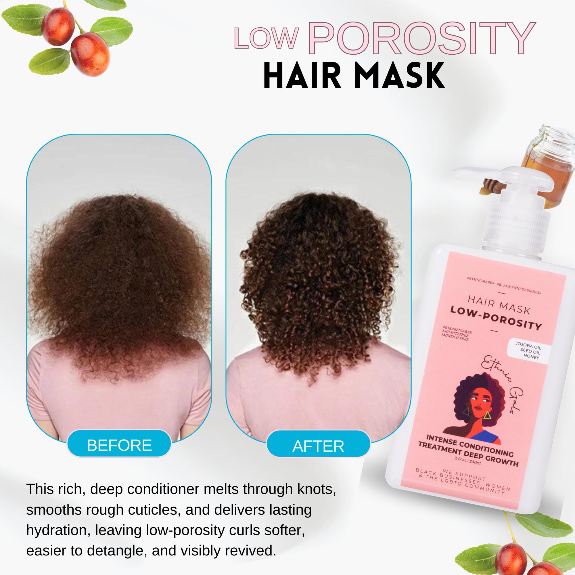 Ethnic Gals Low Porosity Hair Mask – Deep Moisture & Repair (9.5 oz)