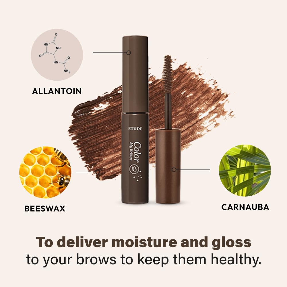 ETUDE Color My Brows Big Size Brow Mascara – 3D Natural Color, Moisturizing Hold