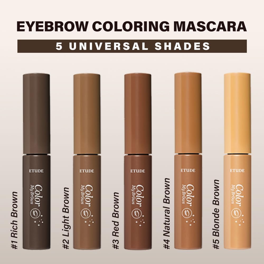 ETUDE Color My Brows Big Size Brow Mascara – 3D Natural Color, Moisturizing Hold