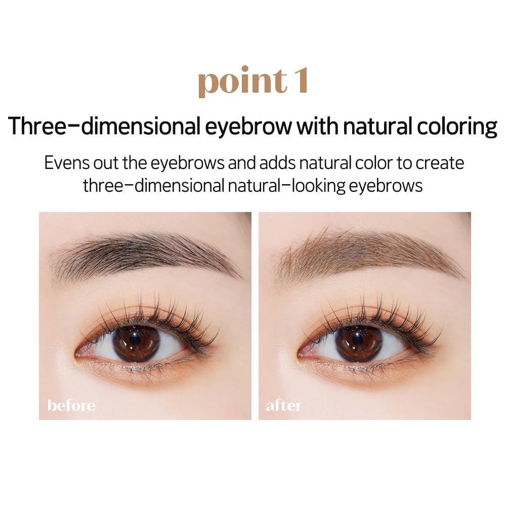 ETUDE Color My Brows Brow Mascara – 3D Natural Color, Moisturizing Gel, Long-Lasting Hold, Rich Brown