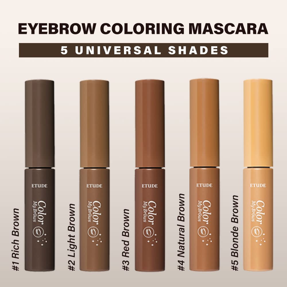 ETUDE Color My Brows Brow Mascara – 3D Natural Color, Moisturizing Brow Care, Light Brown