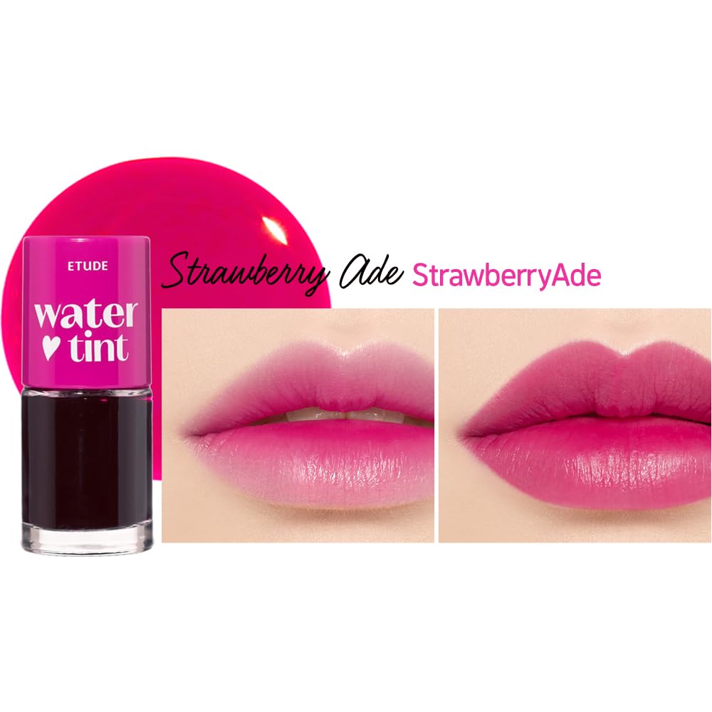 ETUDE Dear Darling Water Tint 3 Color Set – Strawberry Ade, Cherry Ade, Orange Ade | Weightless, Hydrating Lip Stain