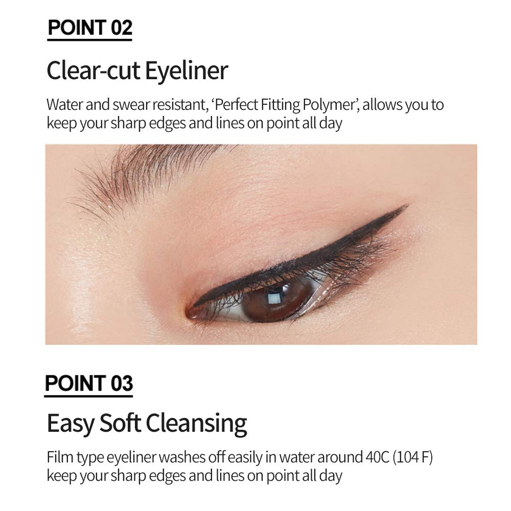 ETUDE Drawing Show Brush Eyeliner – Waterproof Liquid Eyeliner with Soft Brush Pen, Precise Tip (0.021 oz)