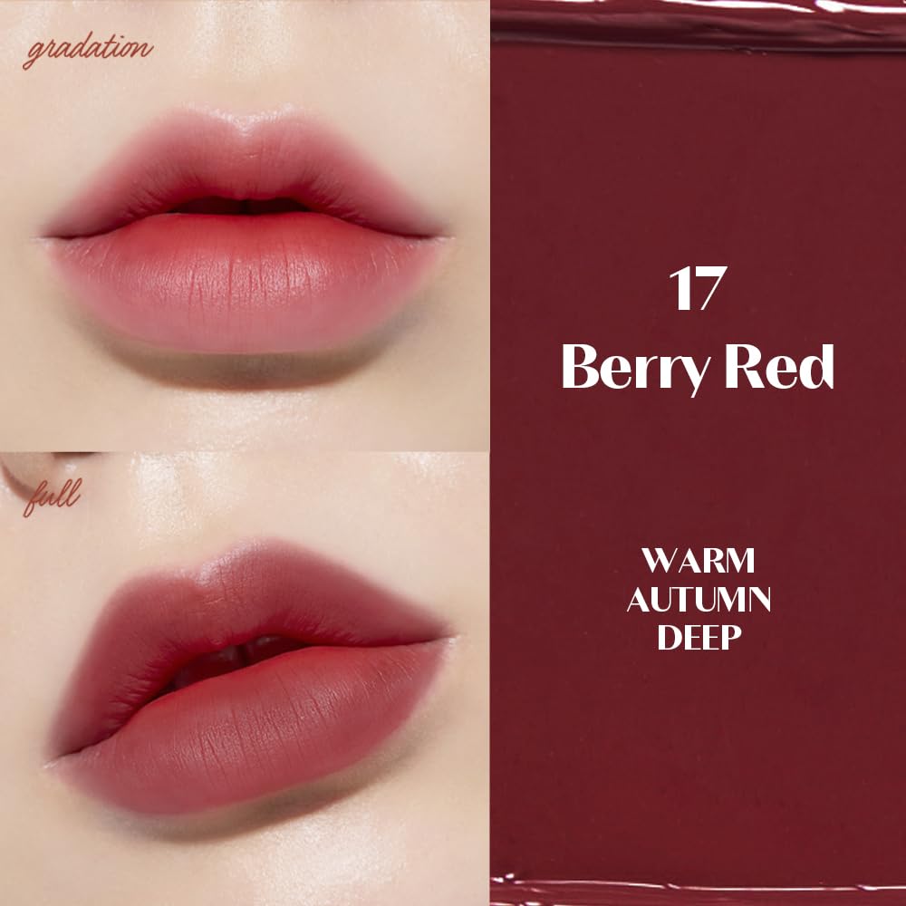 Etude Fixing Tint #17 Berry Red (4g) | Long-Lasting Pigment Liquid Lip Tint, Waterproof Matte Lip Stain | K-Beauty