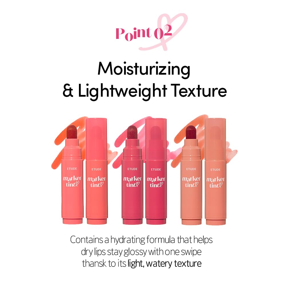 ETUDE Dear Darling Marker Tint #8 Cherry Punch – Hydrating & Long-Lasting Lip Stain