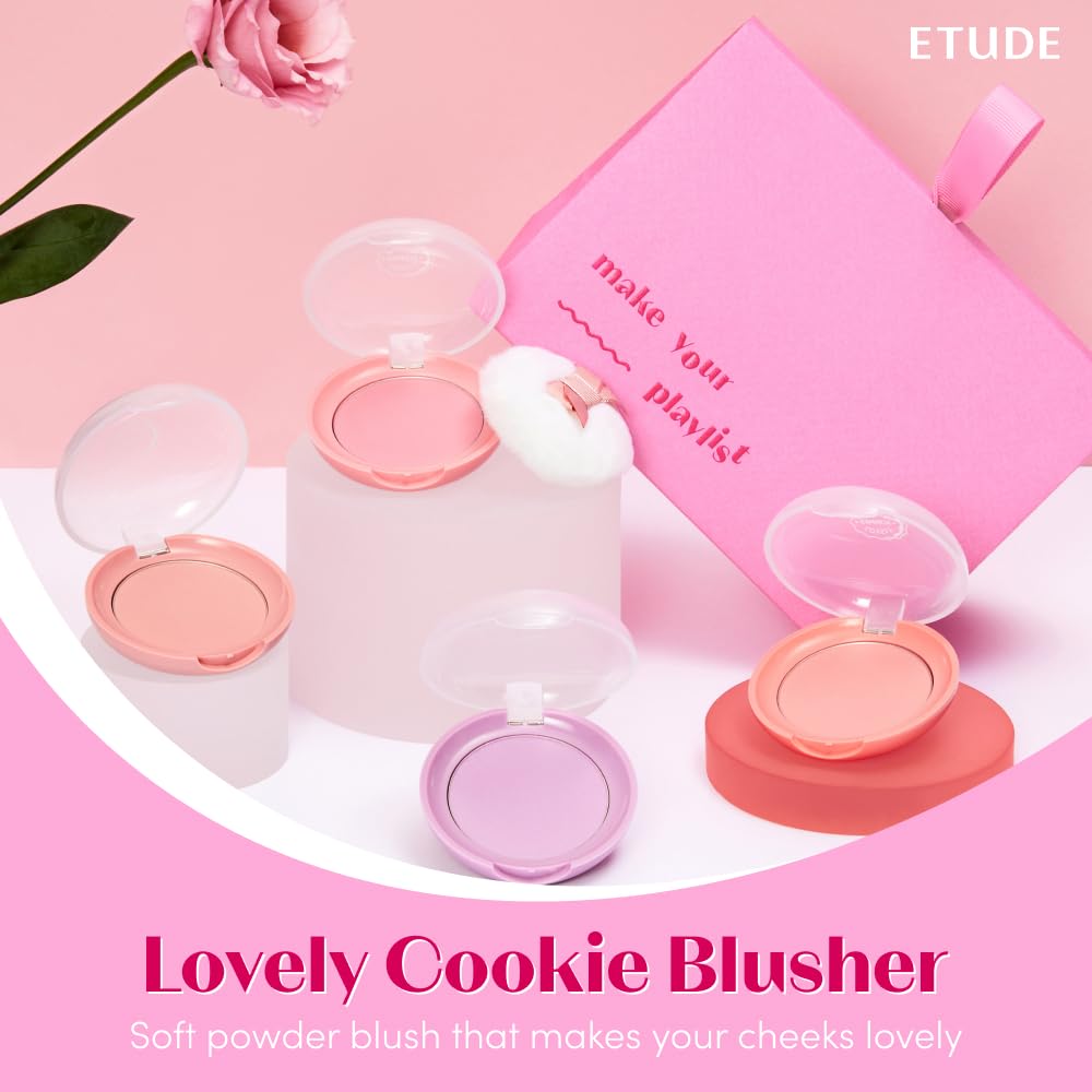 ETUDE Lovely Cookie Blusher – Apricot Peach Mousse 4g | Glowing, Long-Lasting Powder Blush