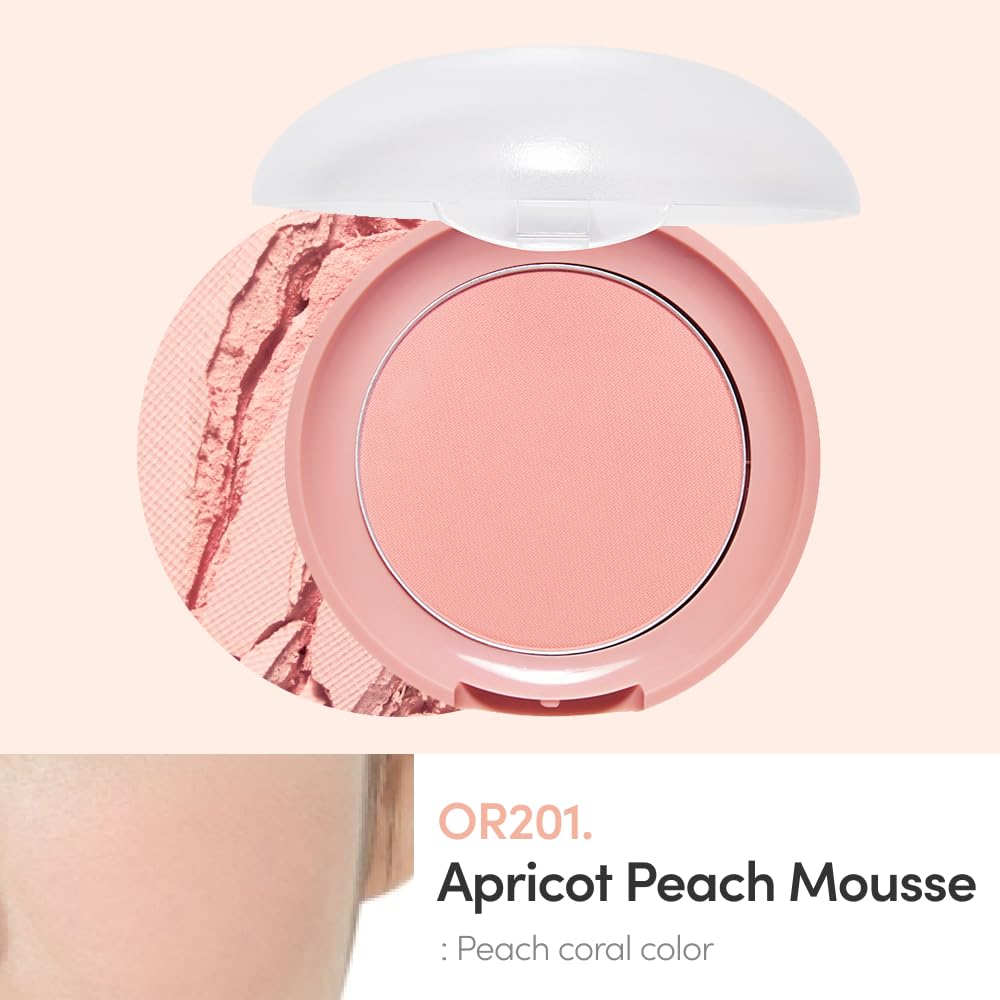ETUDE Lovely Cookie Blusher – Apricot Peach Mousse 4g | Glowing, Long-Lasting Powder Blush