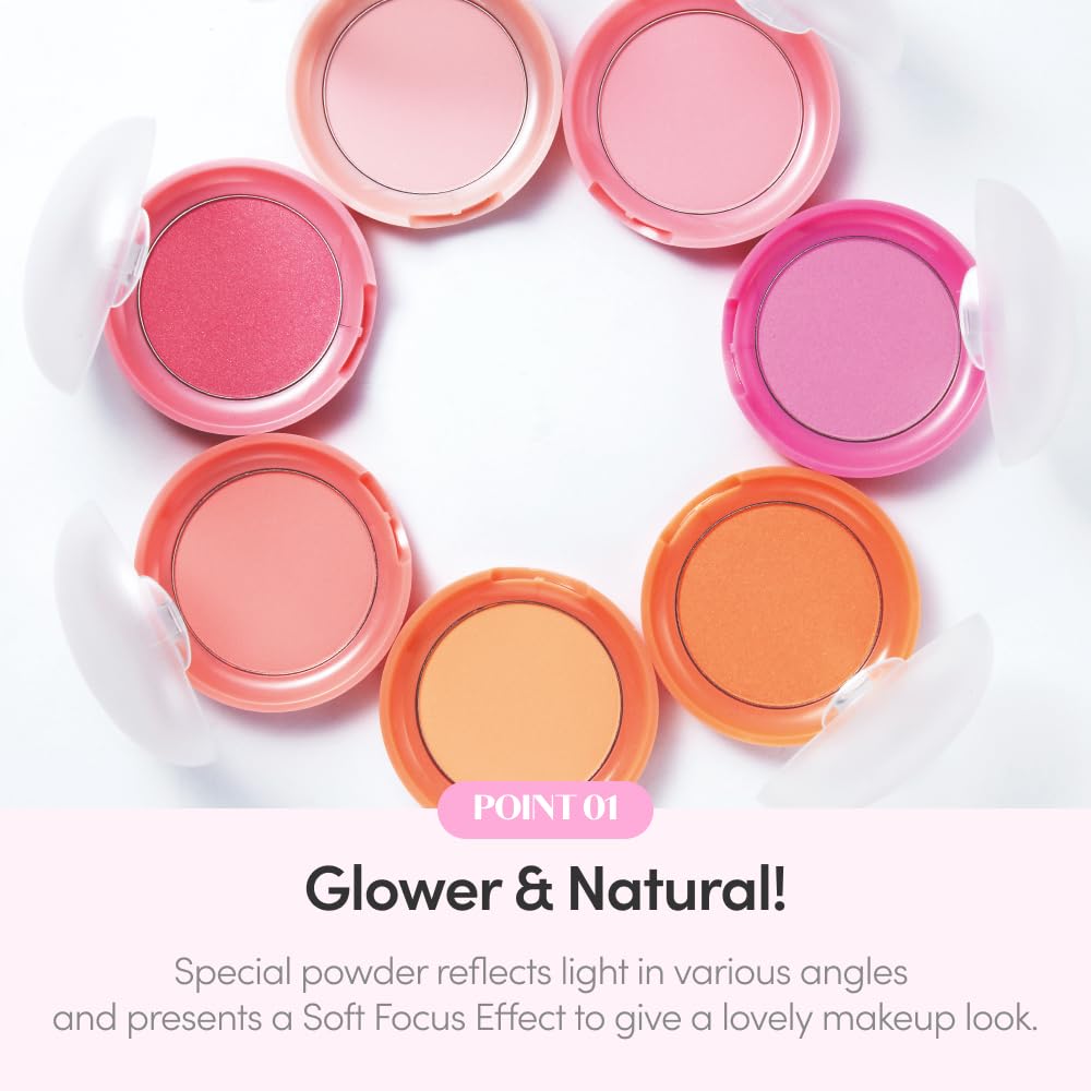ETUDE Lovely Cookie Blusher – Apricot Peach Mousse 4g | Glowing, Long-Lasting Powder Blush