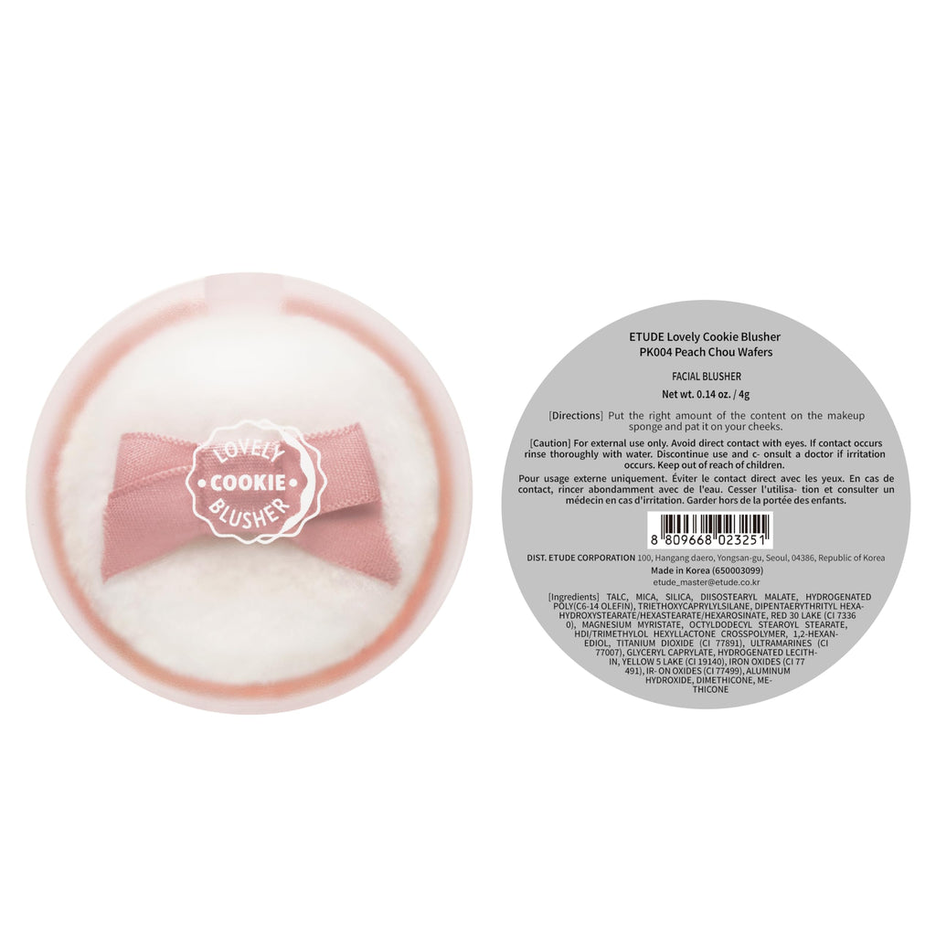 ETUDE Lovely Cookie Blusher - Peach Choux Wafers 4g | Glowing, Long-Lasting, Easy Application | Korean Makeup, K-Beauty