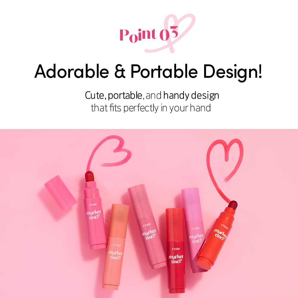 ETUDE Dear Darling Marker Tint #8 Cherry Punch – Hydrating & Long-Lasting Lip Stain