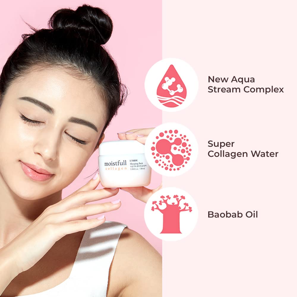 ETUDE Moistfull Collagen Sleeping Pack | Deep Hydration Night Gel with Super Collagen Water