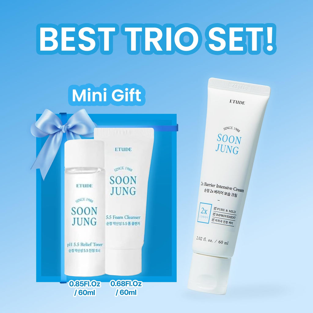 ETUDE SoonJung 2x Intensive Cream Best Trio Set for Barrier Repair | 3pc Korean Skincare