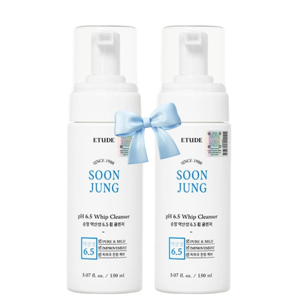 ETUDE SoonJung pH 6.5 Whip Cleanser Duo Set – Gentle, Soothing Face Wash for Sensitive Skin