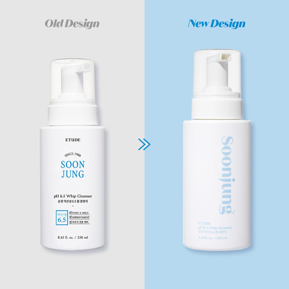 ETUDE SoonJung pH 6.5 Whip Cleanser Big Size — Mild Micro Foaming Face Wash for Sensitive Skin
