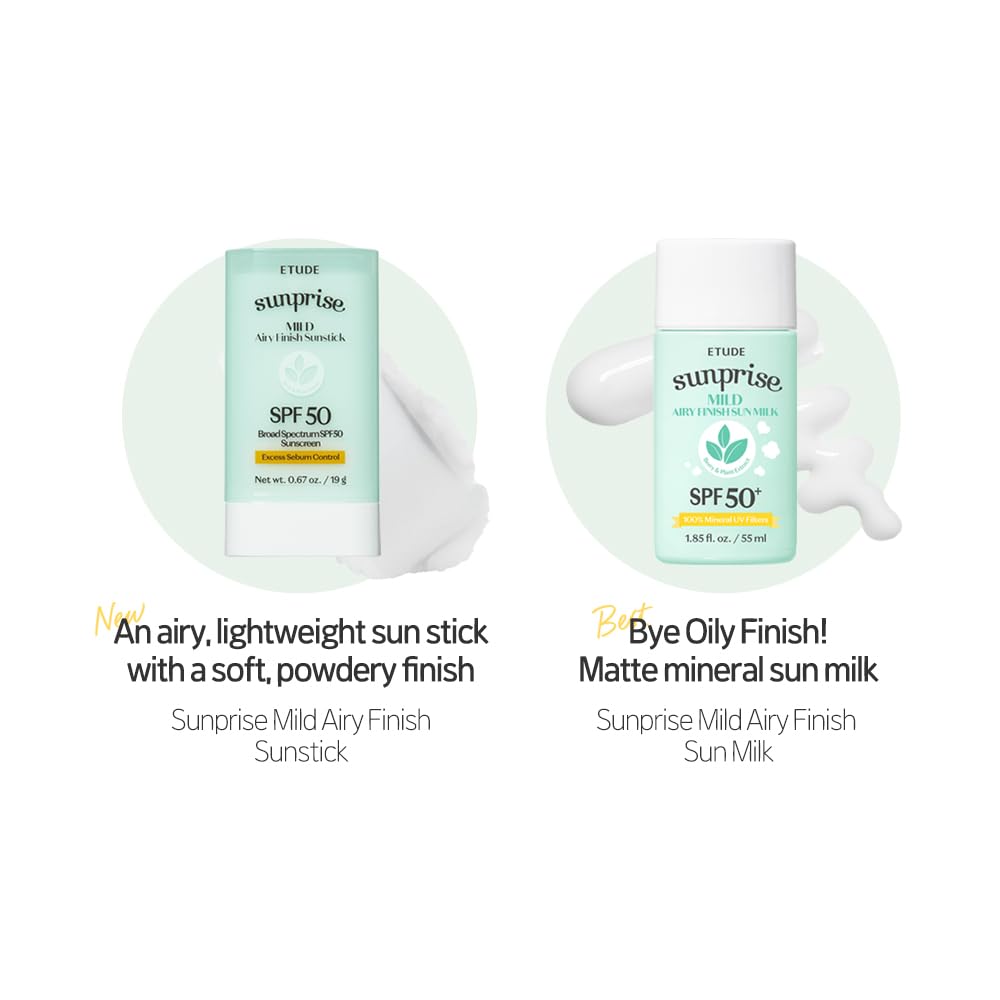 ETUDE Sunprise Mild Airy Finish Sunstick SPF50+ PA++++ | Vegan, Matte, Non-Greasy
