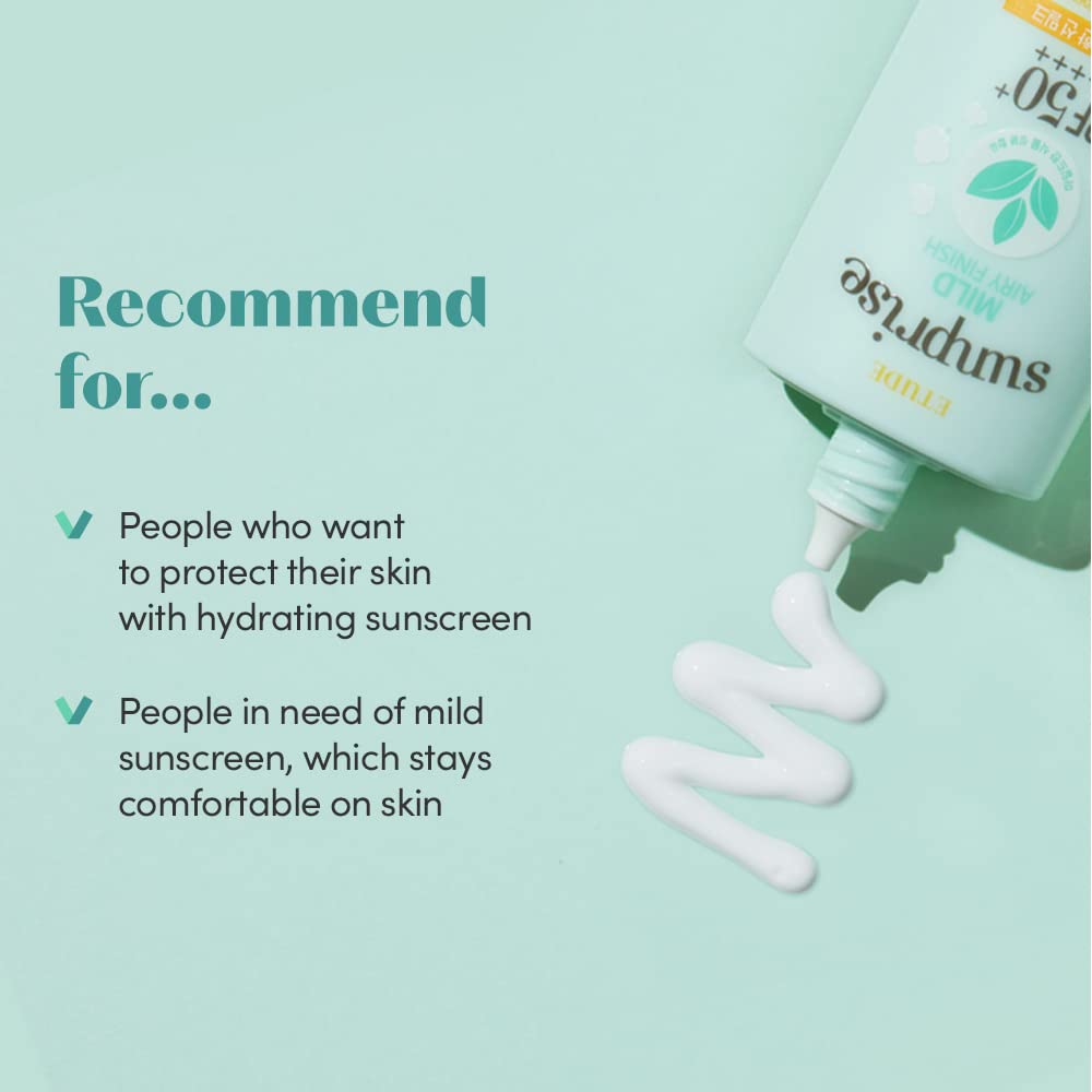 ETUDE Sunprise Mild Weightless Watery Texture SPF50+/PA+++ | Light Sunblock for Sensitive Skin | Korean Skincare