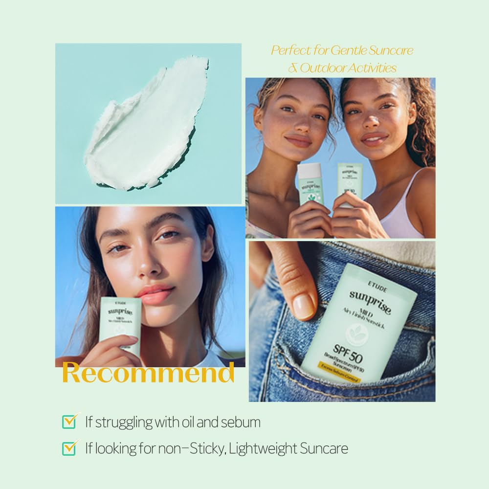 ETUDE Sunprise Mild Airy Finish Sunstick SPF50+ PA++++ | Vegan, Matte, Non-Greasy