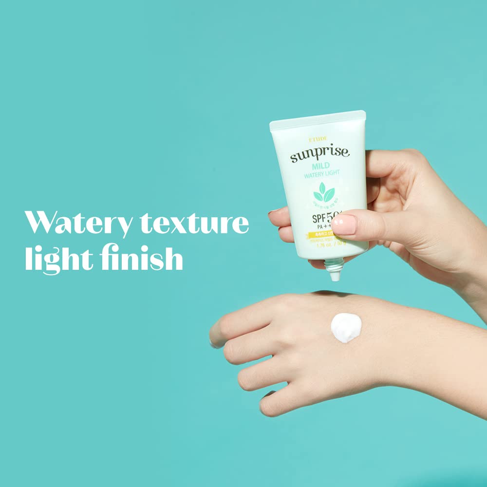 ETUDE Sunprise Mild Weightless Watery Texture SPF50+/PA+++ | Light Sunblock for Sensitive Skin | Korean Skincare