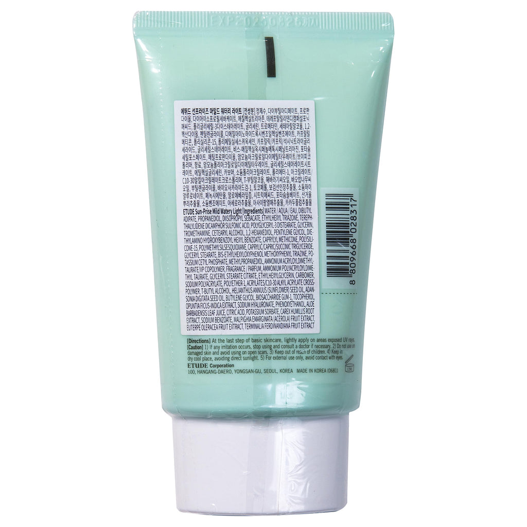 ETUDE Sunprise Mild Weightless Watery Texture SPF50+/PA+++ | Light Sunblock for Sensitive Skin | Korean Skincare