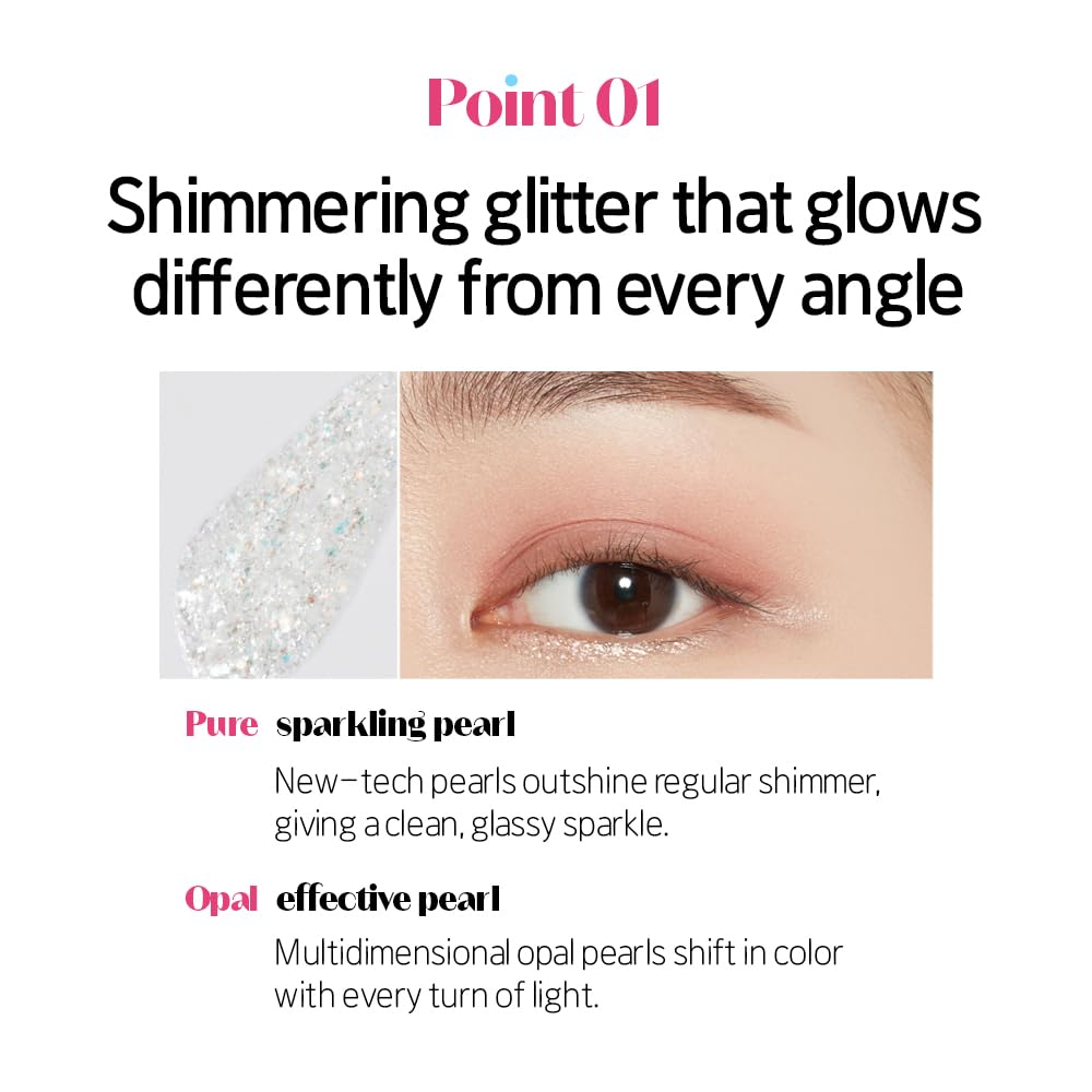 ETUDE Tear Drop Eyeliner – Crystal & Opal Glitter, Smudge-Proof & Long-Lasting, All Skin Tone Friendly
