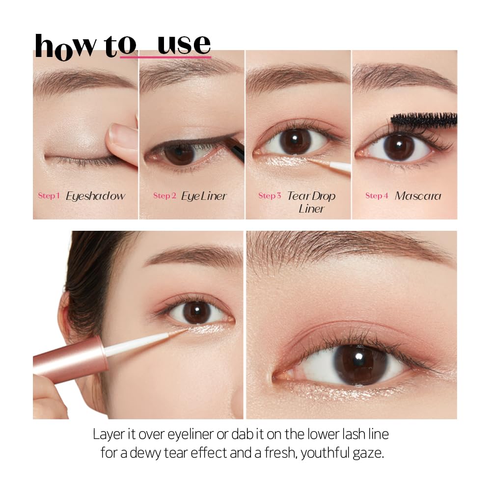 ETUDE Tear Drop Eyeliner – Crystal & Opal Glitter, Smudge-Proof & Long-Lasting, All Skin Tone Friendly