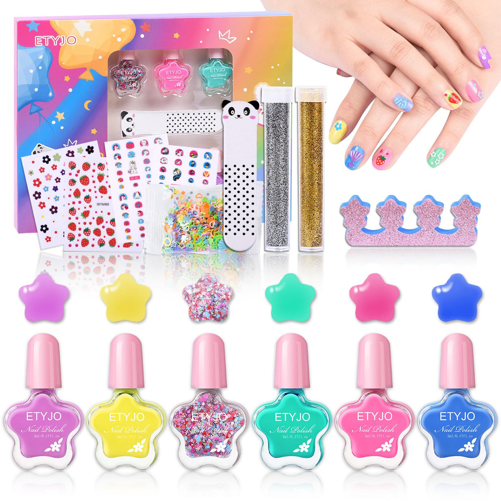 ETYJO Kids Nail Polish Set – Water-Based, Non-Toxic, Quick-Dry, 6 Colors (Age 3+)