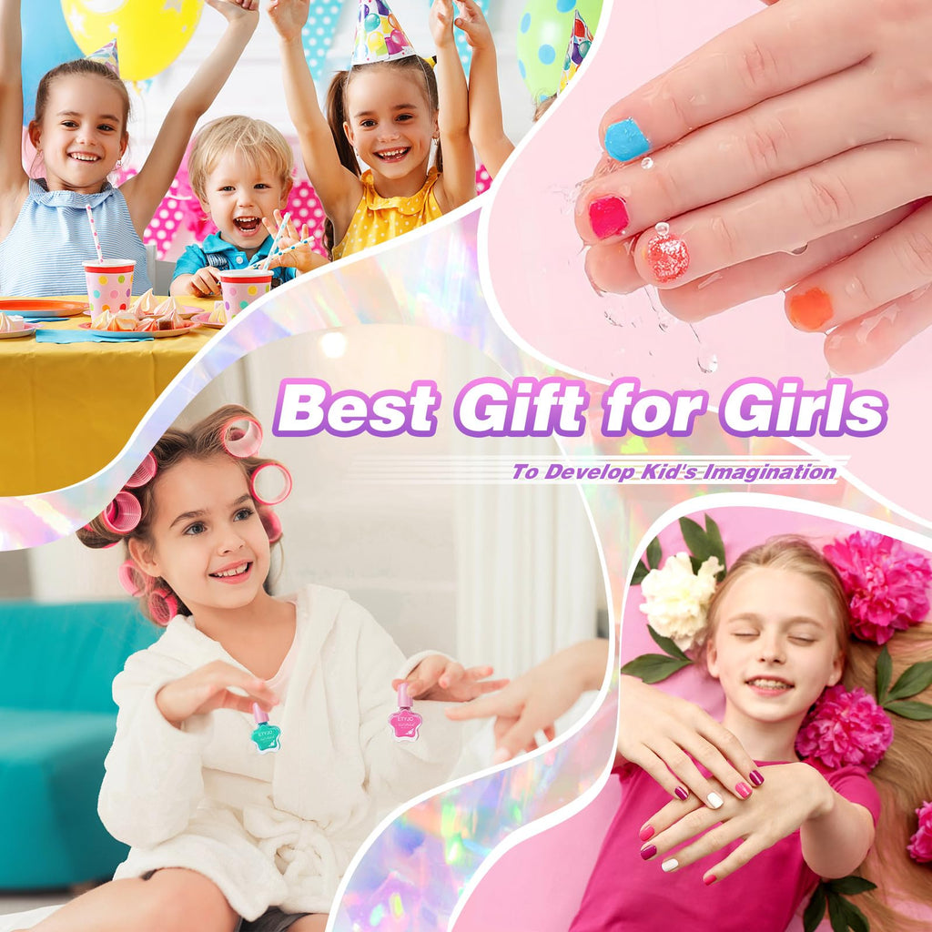 ETYJO Kids Nail Polish Set – Water-Based, Non-Toxic, Quick-Dry, 6 Colors (Age 3+)