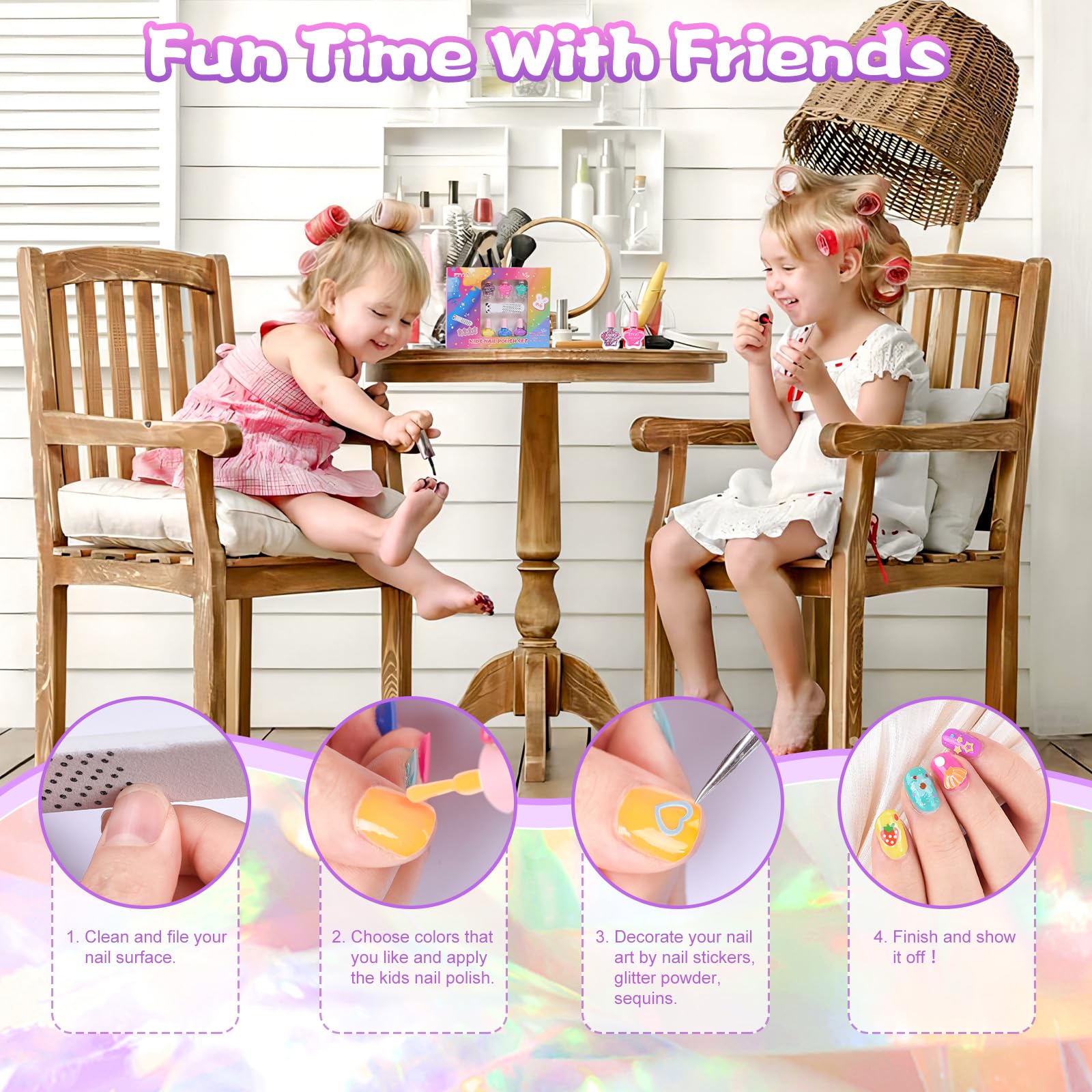 ETYJO Kids Nail Polish Set – Water-Based, Non-Toxic, Quick-Dry, 6 Colors (Age 3+)