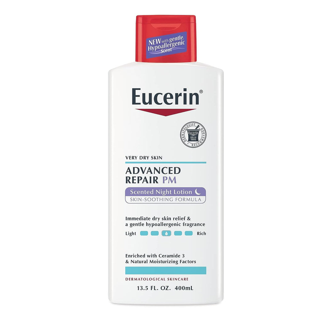 Eucerin Advanced Repair Scented Night Lotion – 48-Hour Moisture, Hypoallergenic Scent, 13.5 oz