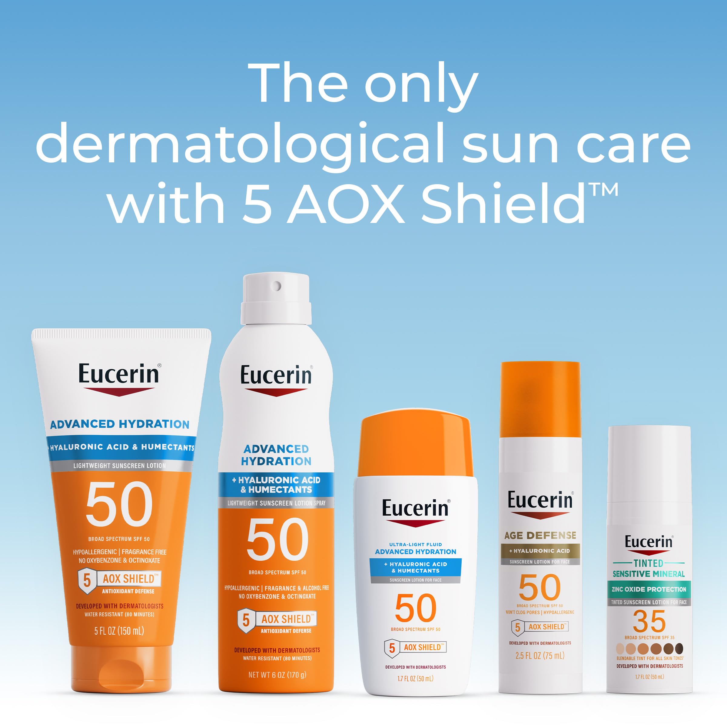 Eucerin Sun Advanced Hydration SPF 50 – Ultra-Light Facial Sunscreen with Hyaluronic Acid