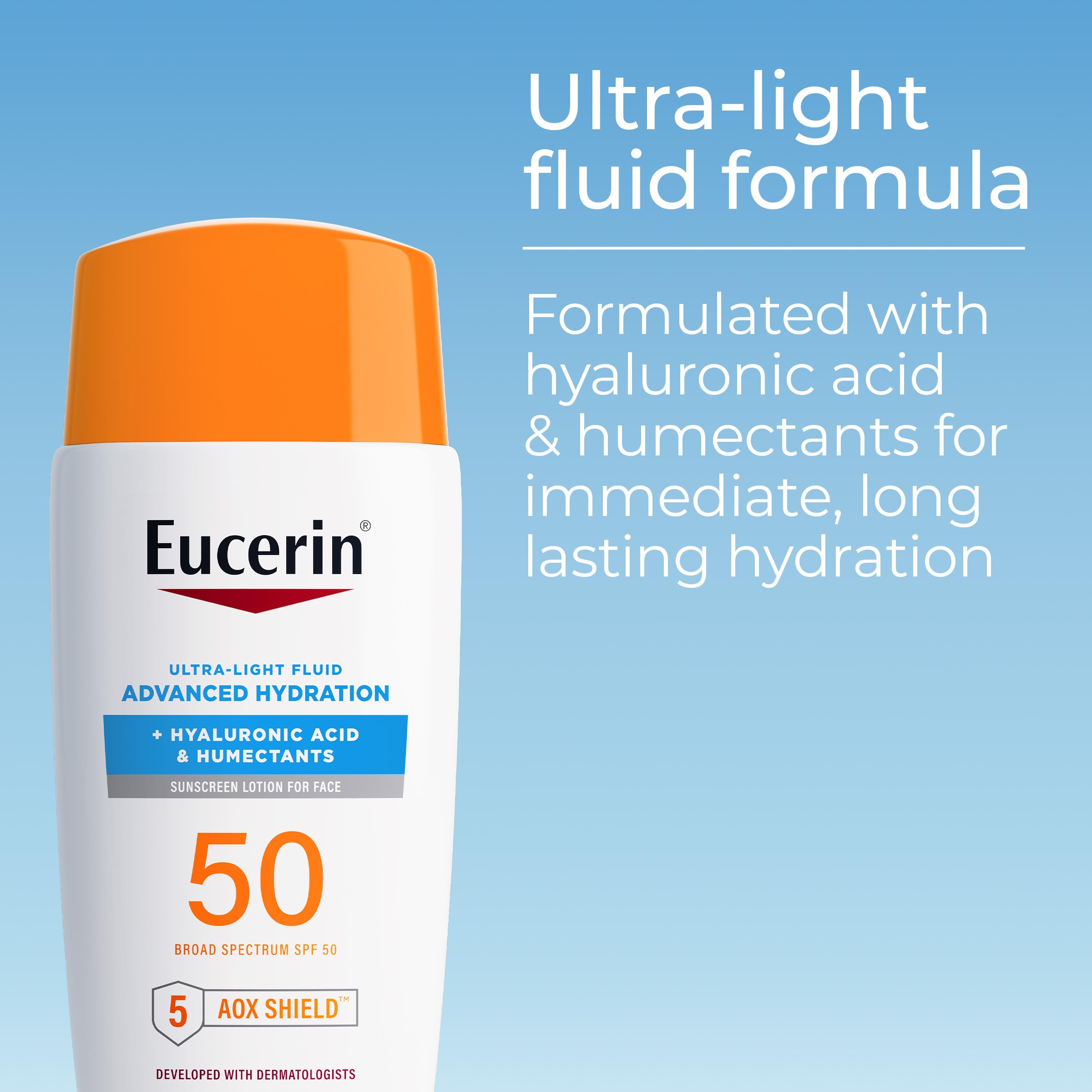 Eucerin Sun Advanced Hydration SPF 50 – Ultra-Light Facial Sunscreen with Hyaluronic Acid