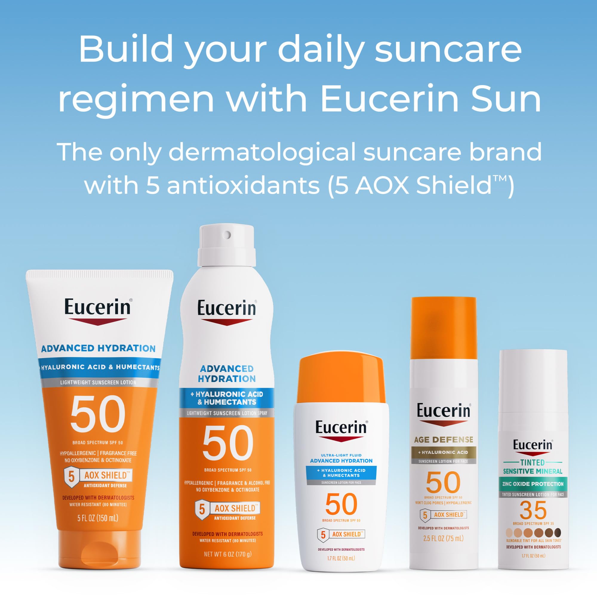 Eucerin Sun Age Defense SPF 50 Face Sunscreen – Hyaluronic Acid, Fragrance-Free