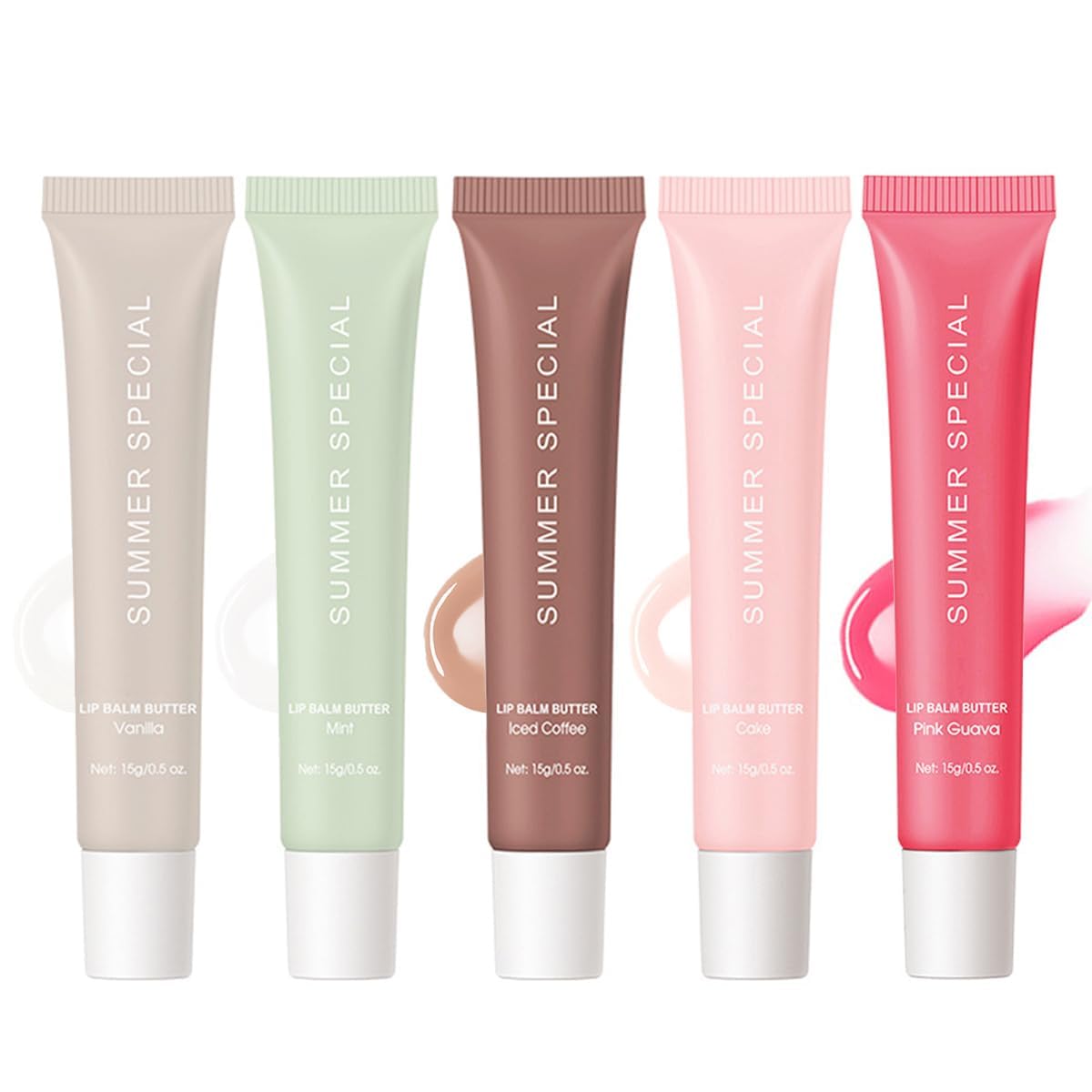 Eudivine Summer Special Lip Butter Gloss – Vanilla, Iced Coffee, Mint, Cake & Guava