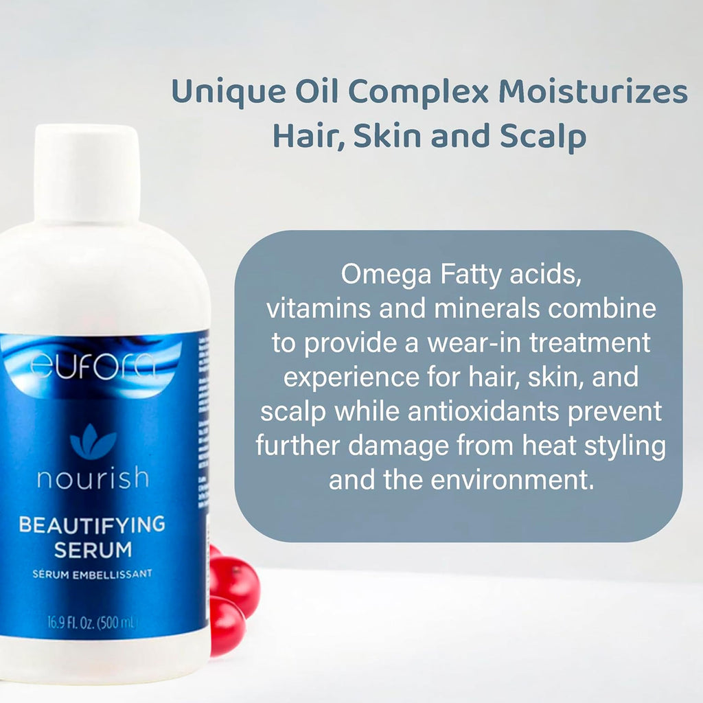 Eufora Beautifying Serum Nourishing Treatment Oil – Lightweight Frizz Control, 16.9 oz