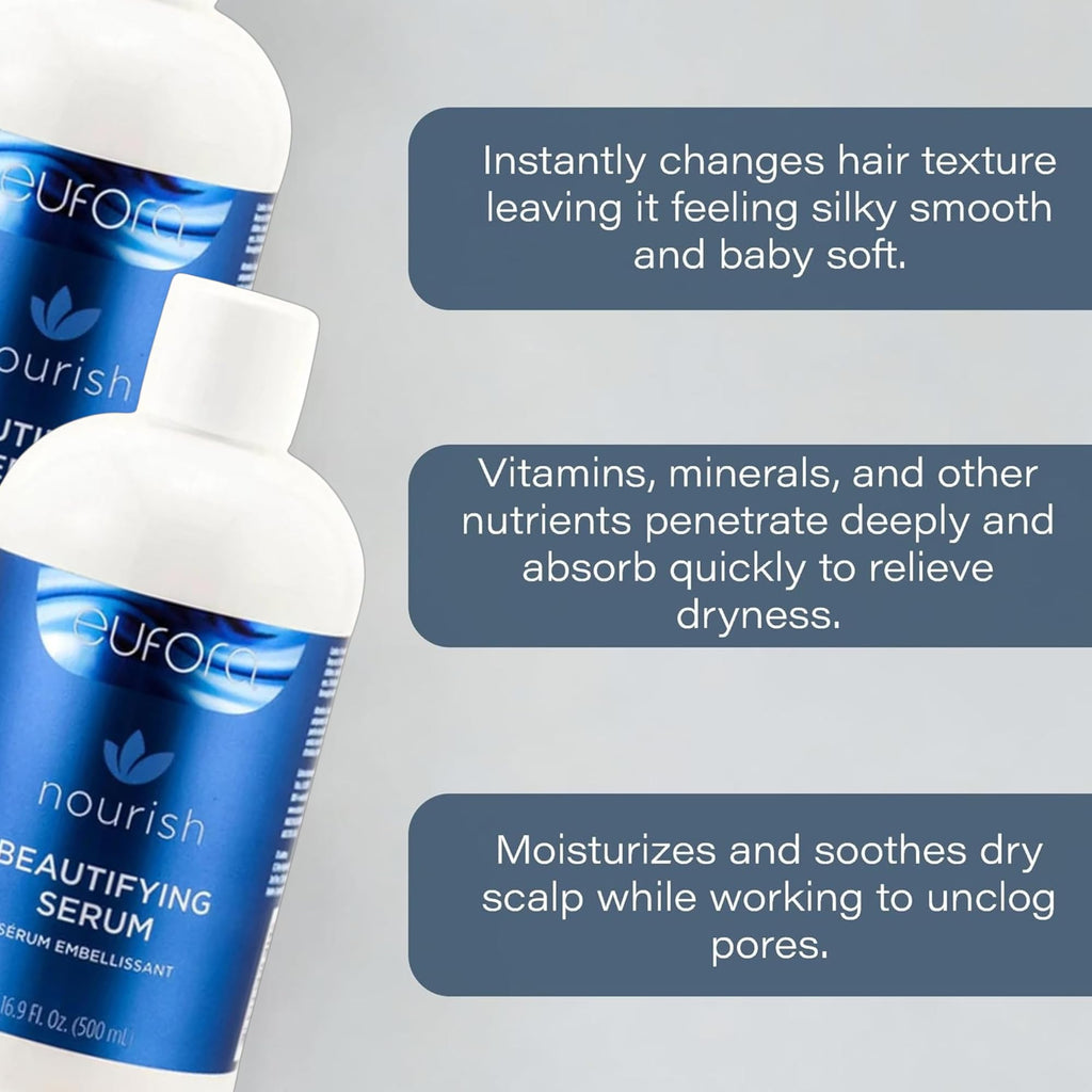 Eufora Beautifying Serum Nourishing Treatment Oil – Lightweight Frizz Control, 16.9 oz
